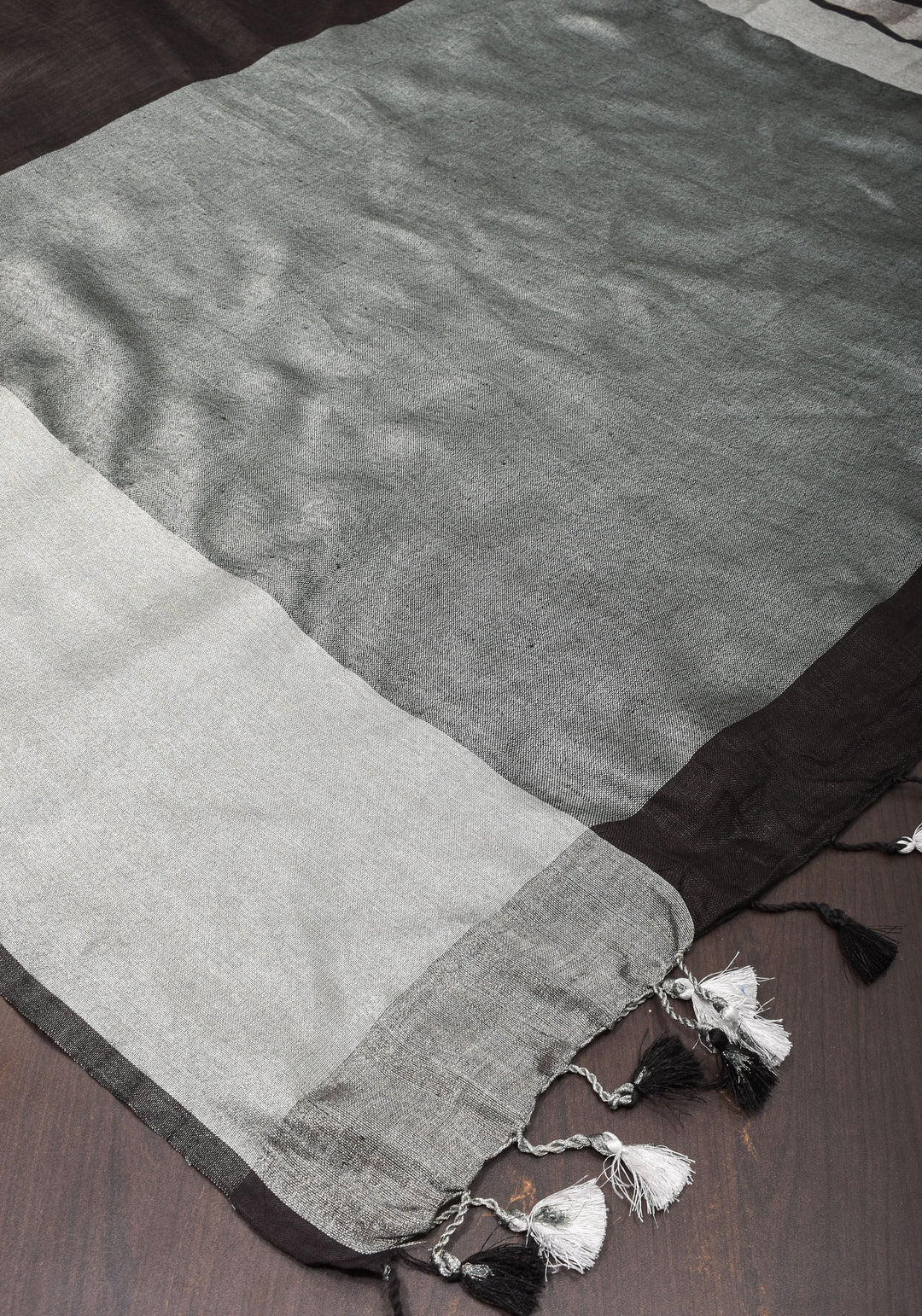 Black Linen by Linen Saree with Wide Border | SHOBITAM