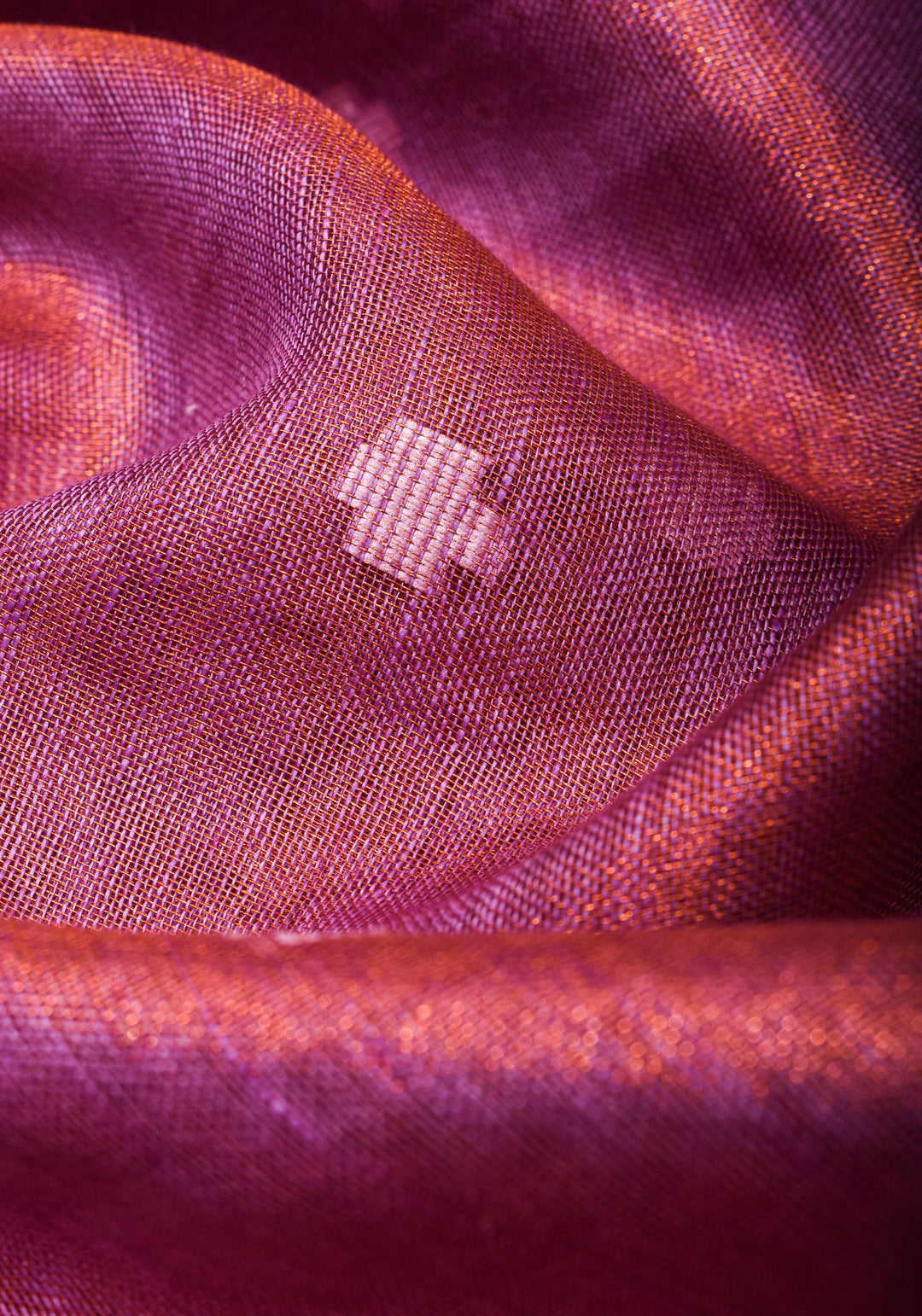 Amethyst Copper Tissue Stunning Tissue Linen Saree with Chunri Butis and Full Tissue Pallu | SHOBITAM