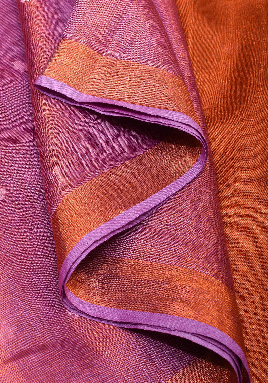 Amethyst Copper Tissue Stunning Tissue Linen Saree with Chunri Butis and Full Tissue Pallu | SHOBITAM