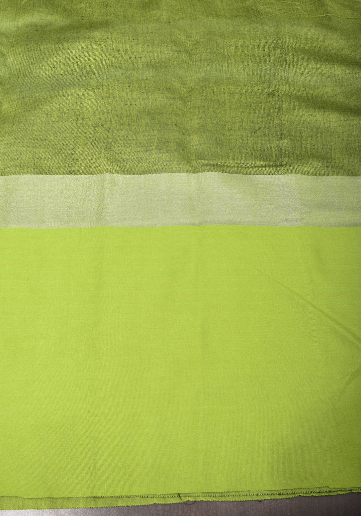 pre order Black and Leaf Green Wide Border Linen by Linen Saree