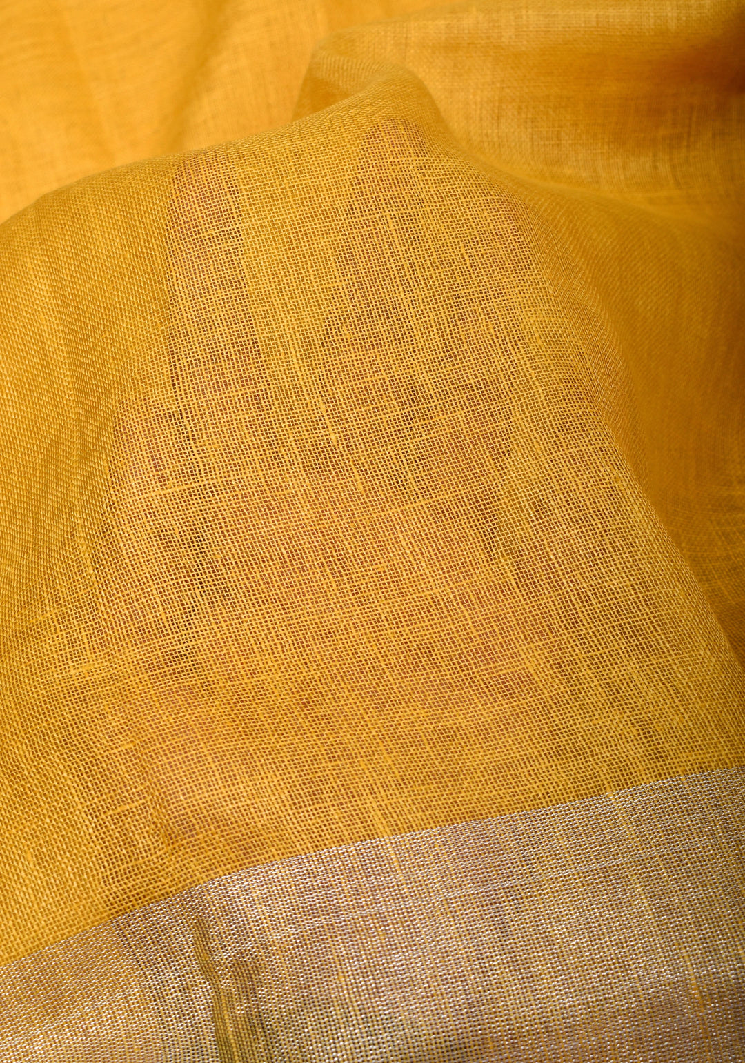 Yellow and Bright Pink Wide Border Linen by Linen Saree