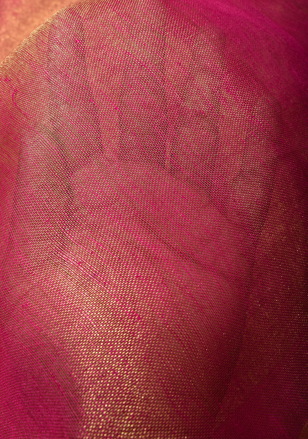 Tissue Linen Saree in Pink with  Minimal zari Border