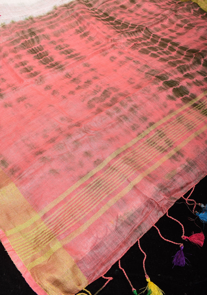 Rang Barse: Holi Theme Embroidered Linen Saree with Rang and Pichkari motifs! Vidya Balan Special Holi Saree