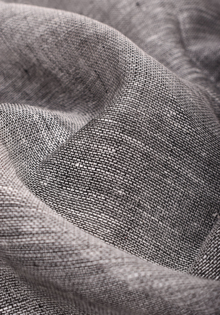 Charming Gray, Pink and Silver Wide Border Pure Linen by Linen Saree