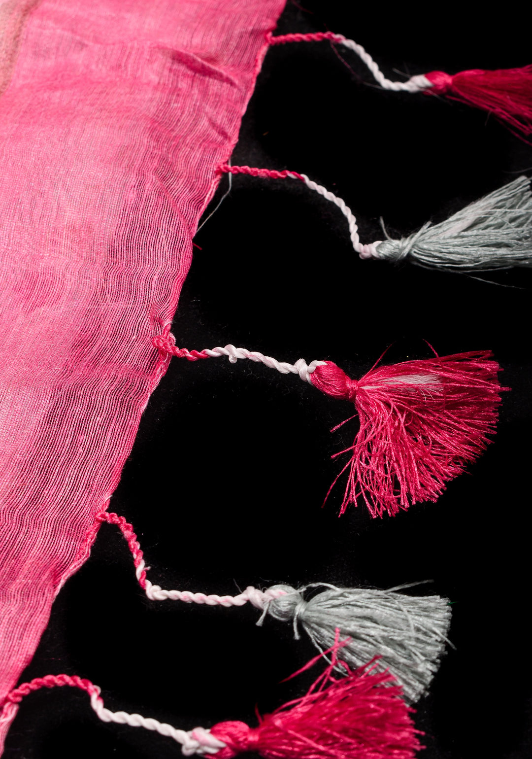 Victorian garden: Light Blue Silk Linen Saree with Rose Floral Digital print , Contrast Pink Zari Borders
