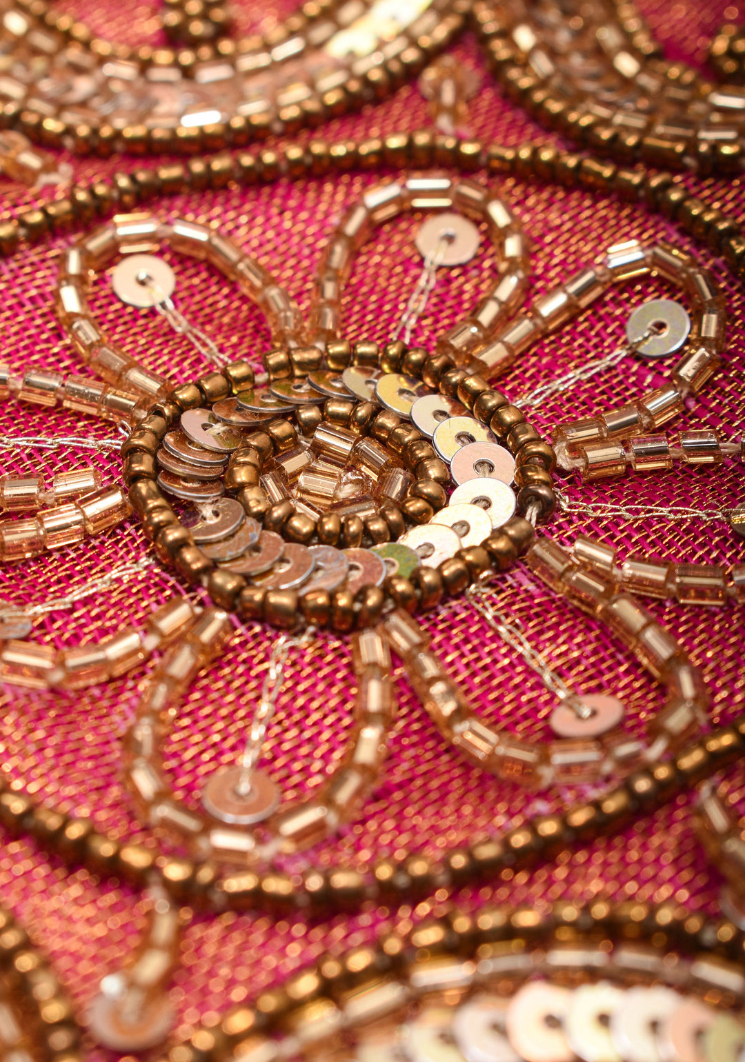 Embroidery cut dana with seqins Work Tissue Linen Saree in Hot Pink with dramatic work Pallu