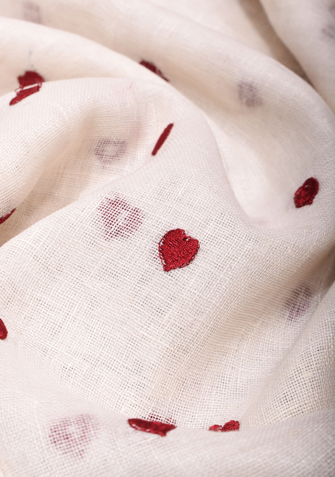 Vidya Balan Shobitam Exclusive Celebrity Loving Hearts Embroidered White Pure Linen Saree