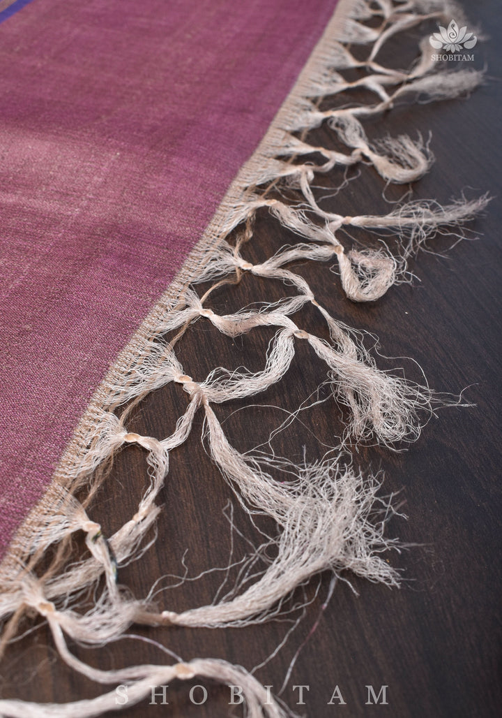 Floral Digital Printed Kosa Tussar Silk Saree in Mauve with Contrast Border | SILK MARK CERTIFIED