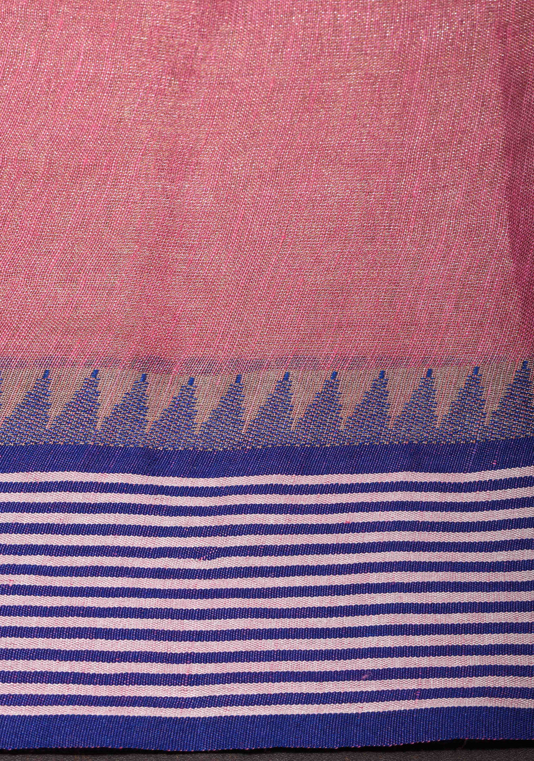 Rudy Pink Tissue Linen Saree with Contrast Border