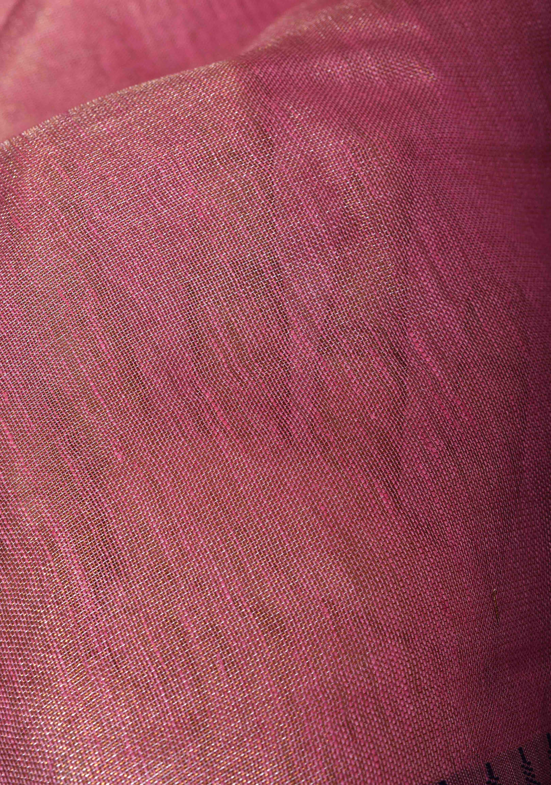 Rudy Pink Tissue Linen Saree with Contrast Border