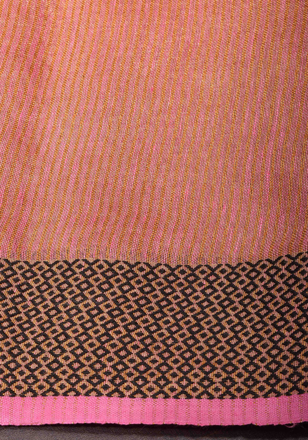 Pink Tissue Linen Saree with Contrasting Zari Border and Pallu