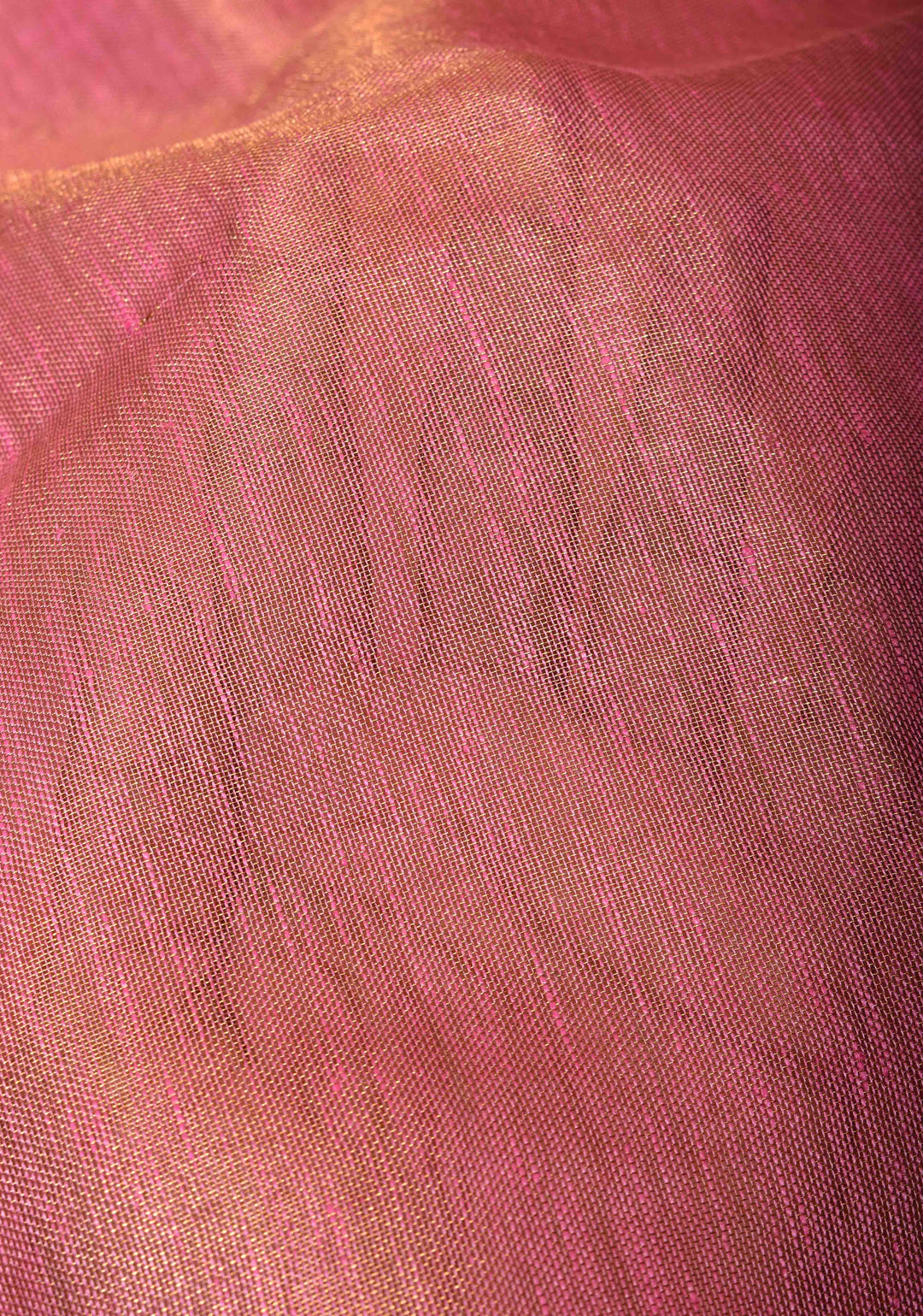 Pink Tissue Linen Saree with Contrasting Zari Border and Pallu