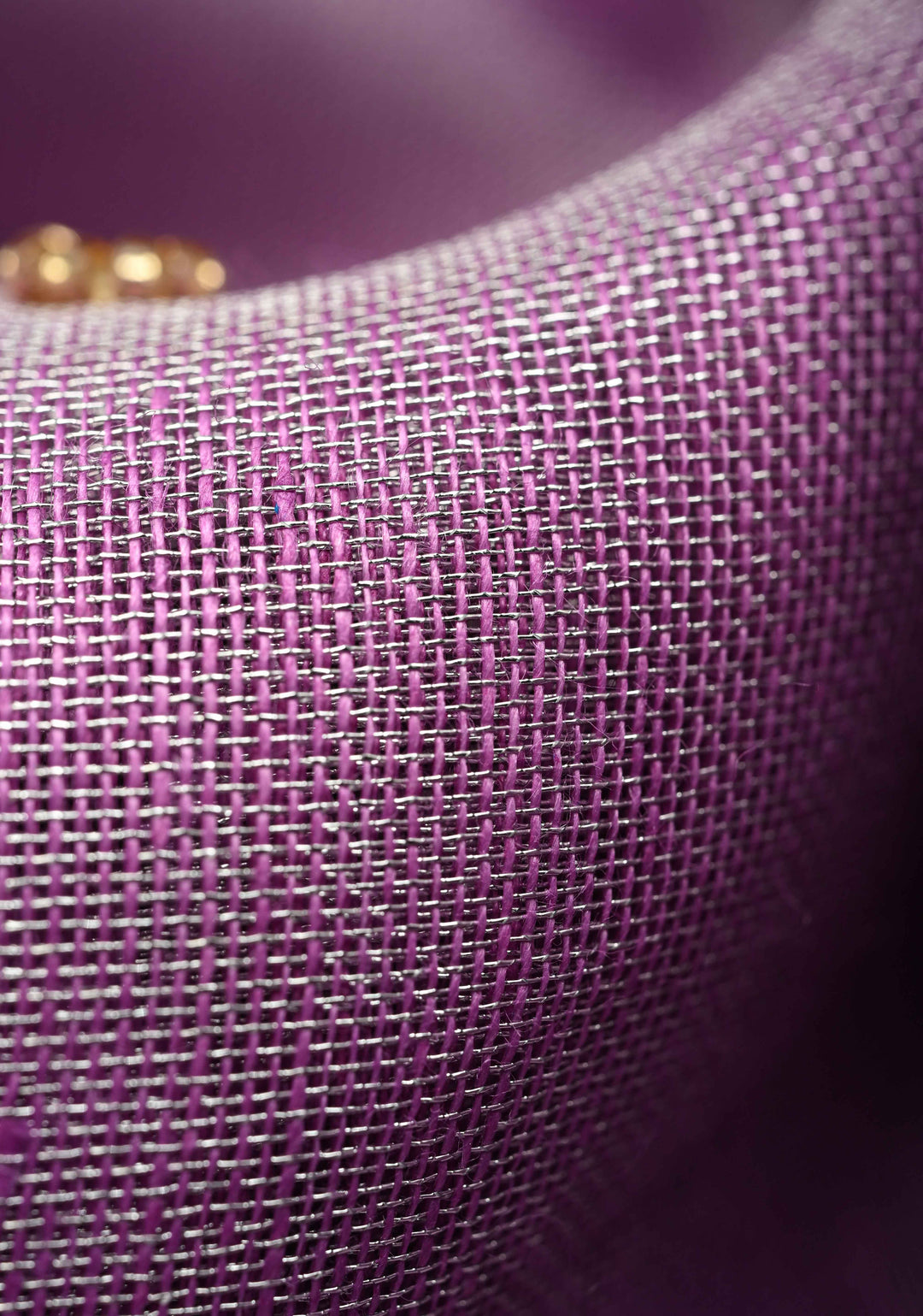 Hand Embroidery Beadwork on Tissue Linen Saree in Lavender with Silver Tissue