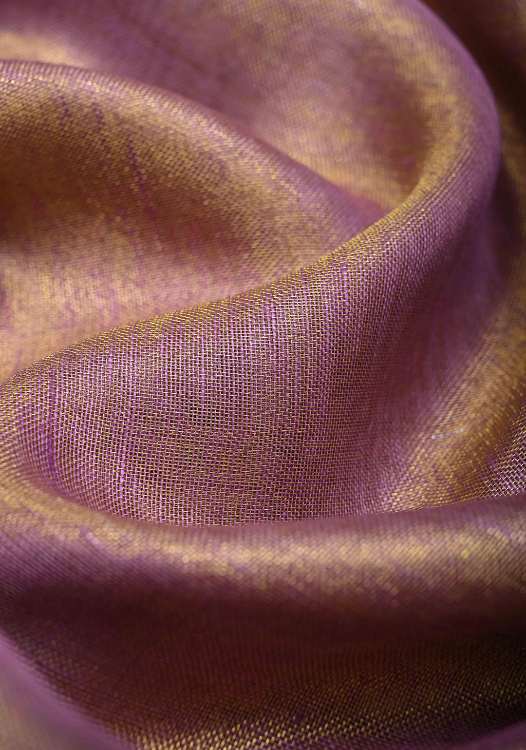 Lavender Tissue Linen Saree with Contrast Zari Border
