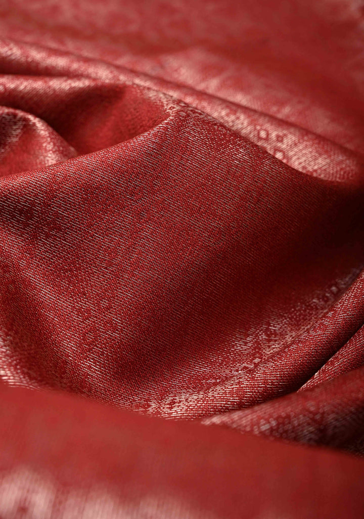 Maroon Semi Tussar Tissue Silk Saree with Zari Border