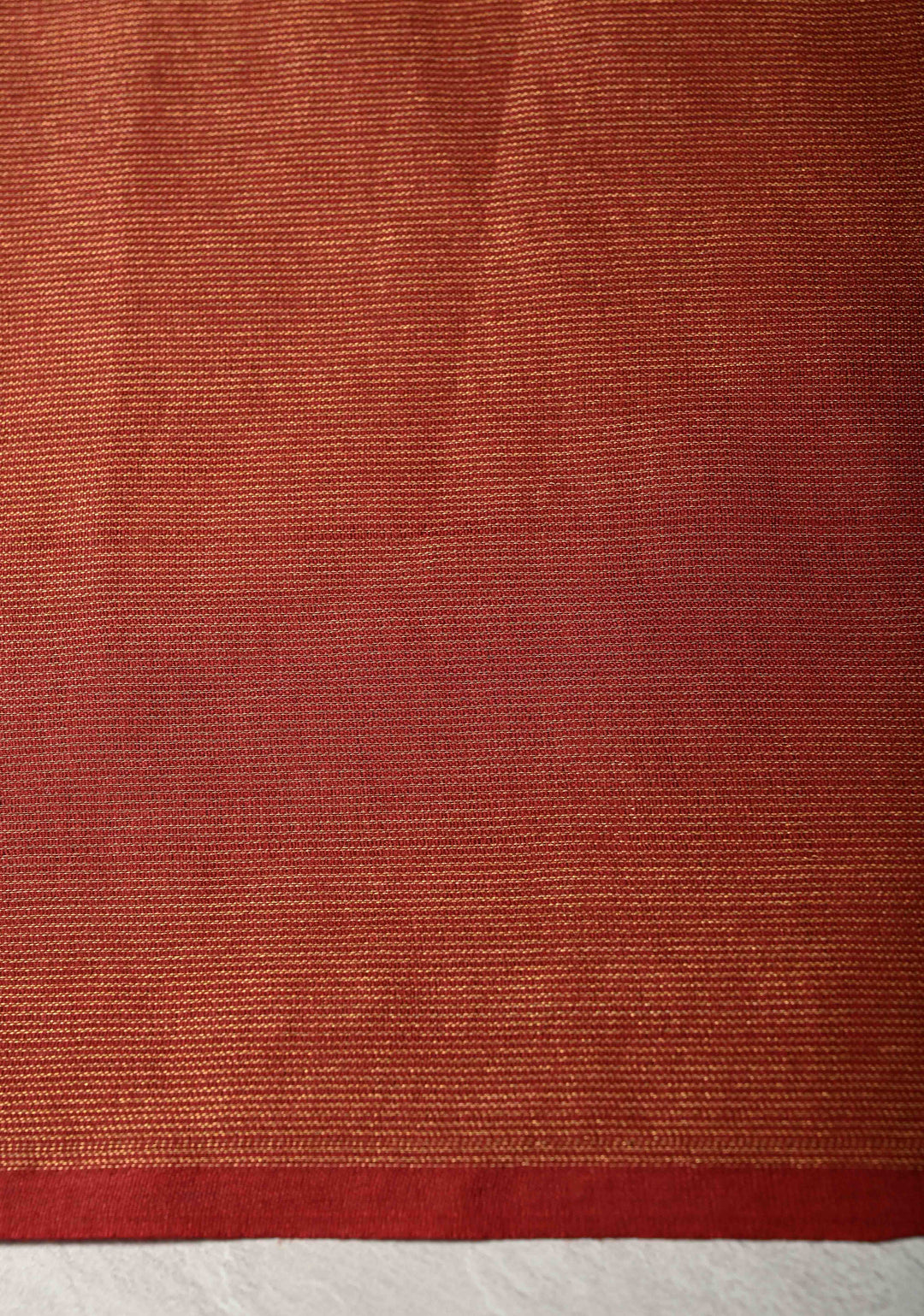 Brick Red Borderless Semi Tussar Tissue Silk Saree with Resham Buttas