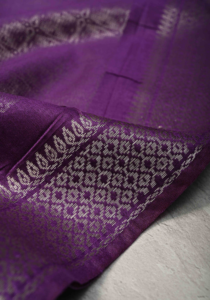 Purple Semi Tussar Tissue Silk Saree with Zari Border