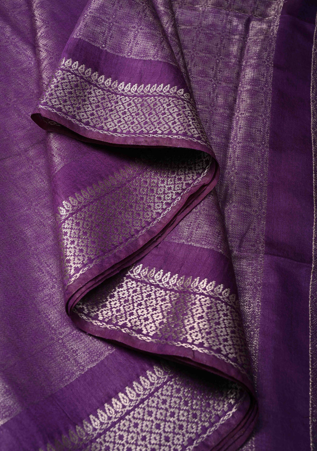 Purple Semi Tussar Tissue Silk Saree with Zari Border