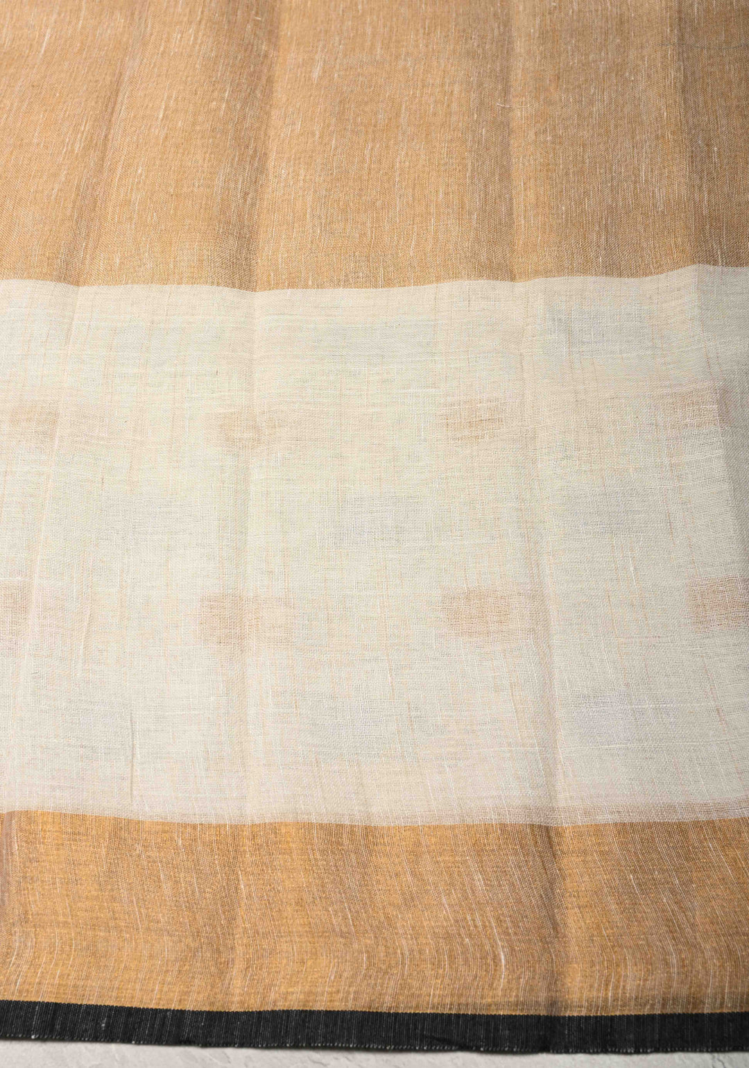 Gold Tissue Body Linen Saree in White with Sona Rupa Polka Dots Skirt Border