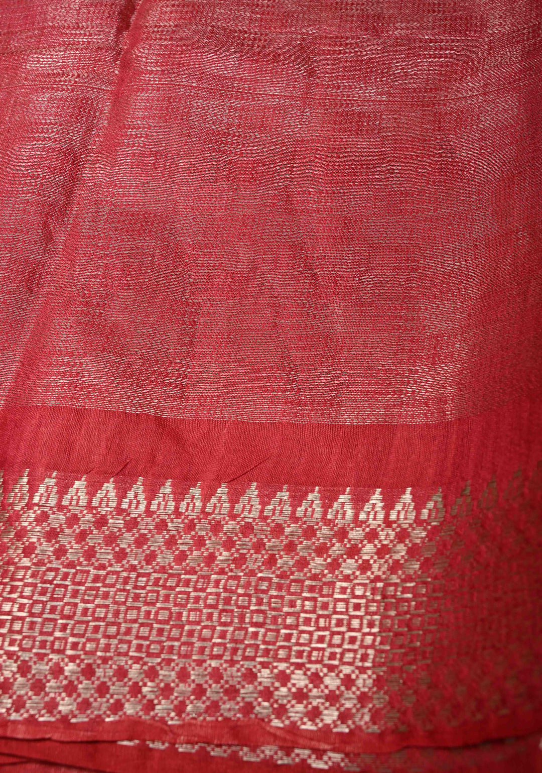Raspberry Semi Tussar Tissue Saree with Zari Border