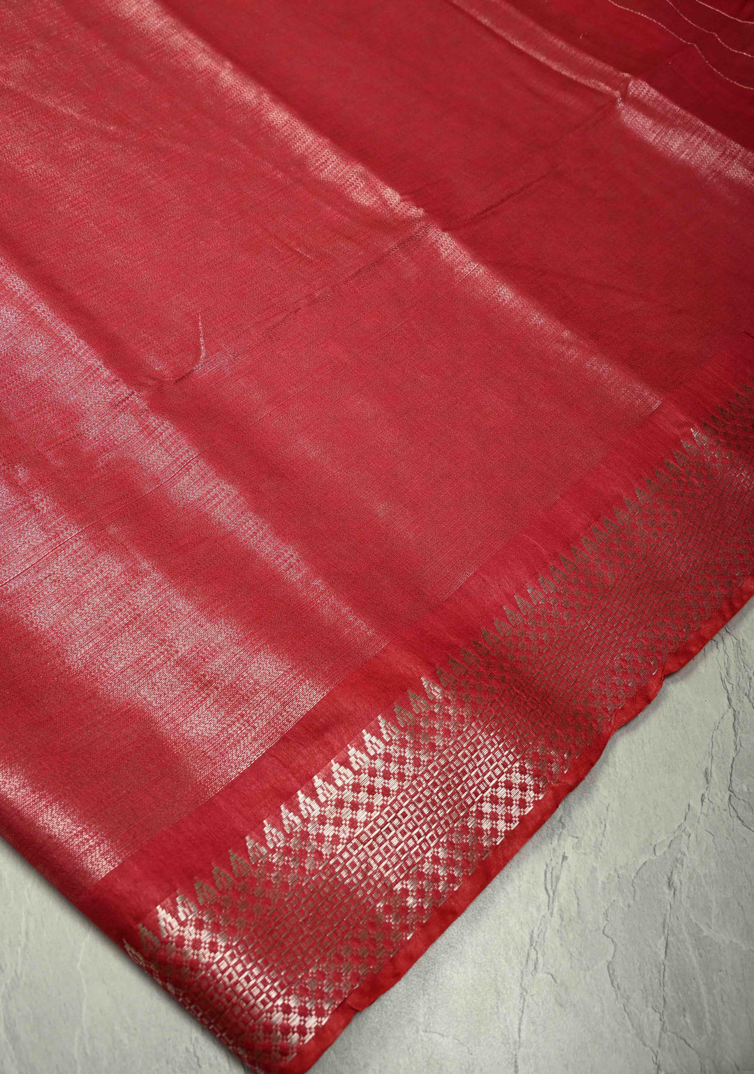 Raspberry Semi Tussar Tissue Saree with Zari Border