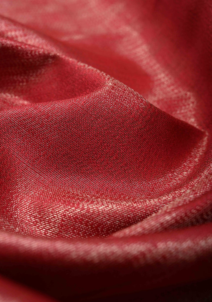Raspberry Semi Tussar Tissue Saree with Zari Border