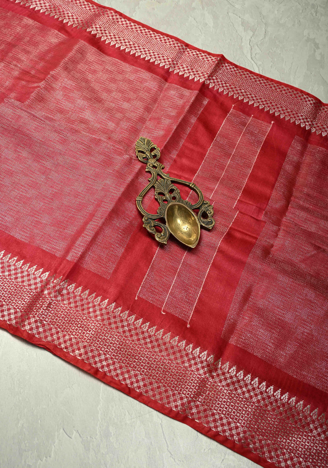 Raspberry Semi Tussar Tissue Saree with Zari Border