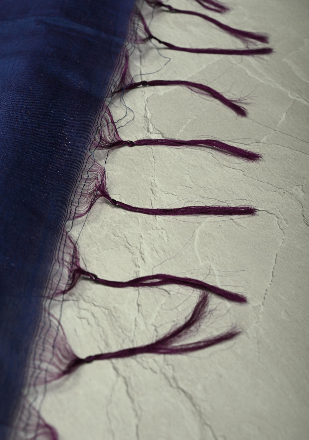 Prussian Blue Semi Tussar Tissue Saree with Temple Silver Zari Border