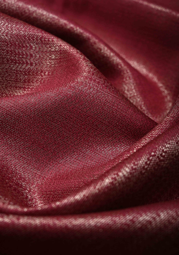 Eggplant Purple Semi Tussar Saree with Silver Temple Zari Border