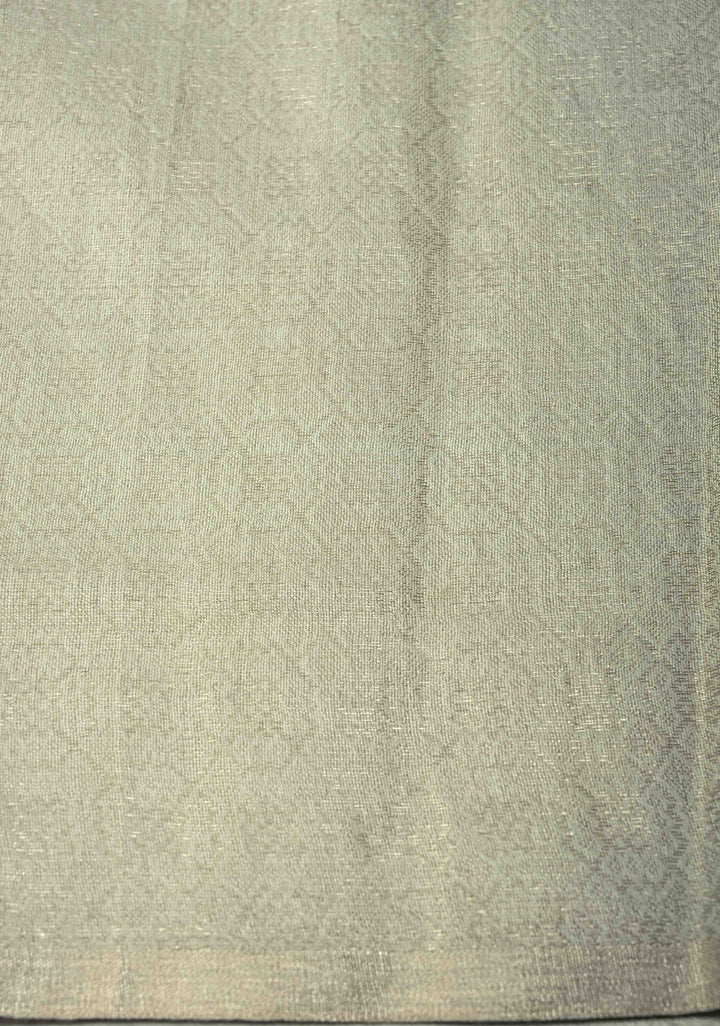 Silver Semi Tussar Saree with Zari Brocade and Minimal Silver Zari Border