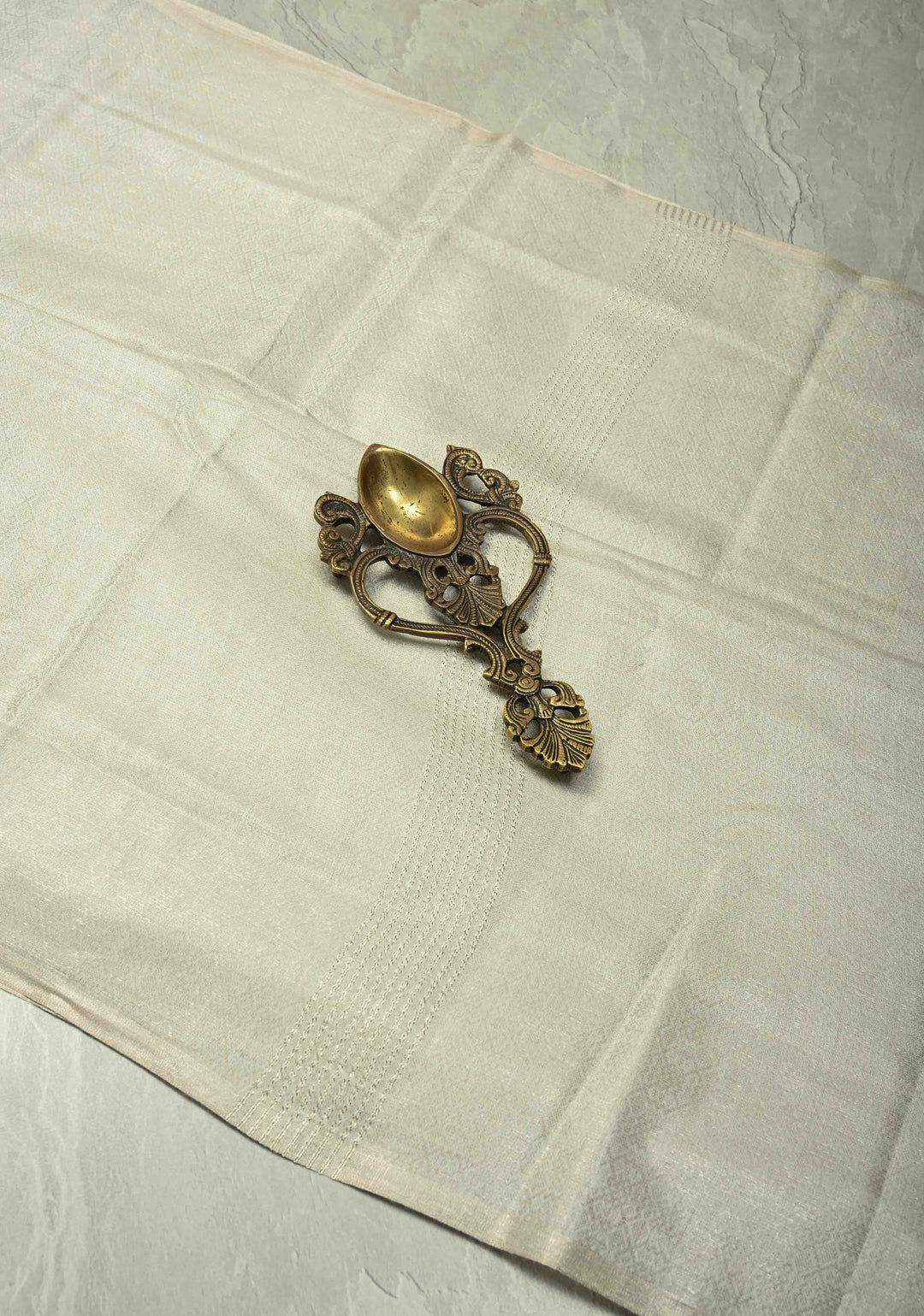 Silver Semi Tussar Saree with Zari Brocade and Minimal Silver Zari Border