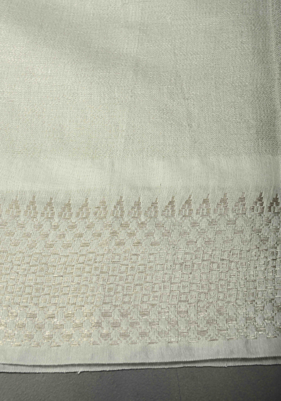 White Semi Tussar Saree with Zari Border