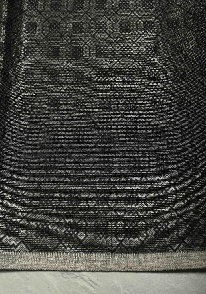 Stunning Black Semi Tussar Saree with Zari Brocade and Minimal Silver Zari Border