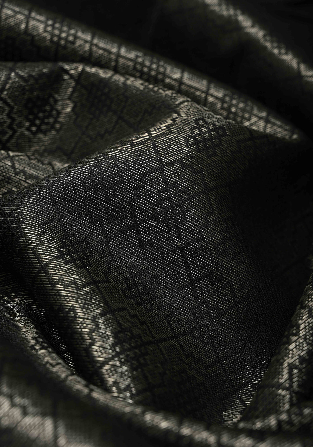 Stunning Black Semi Tussar Saree with Zari Brocade and Minimal Silver Zari Border