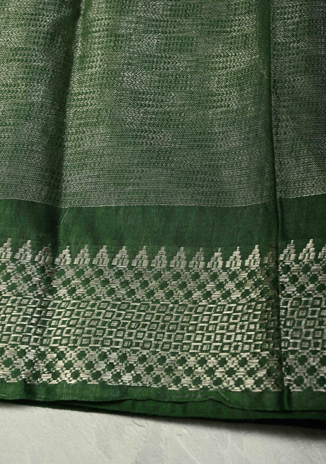 Myrtle Semi Tussar Saree with Temple Silver Zari Border