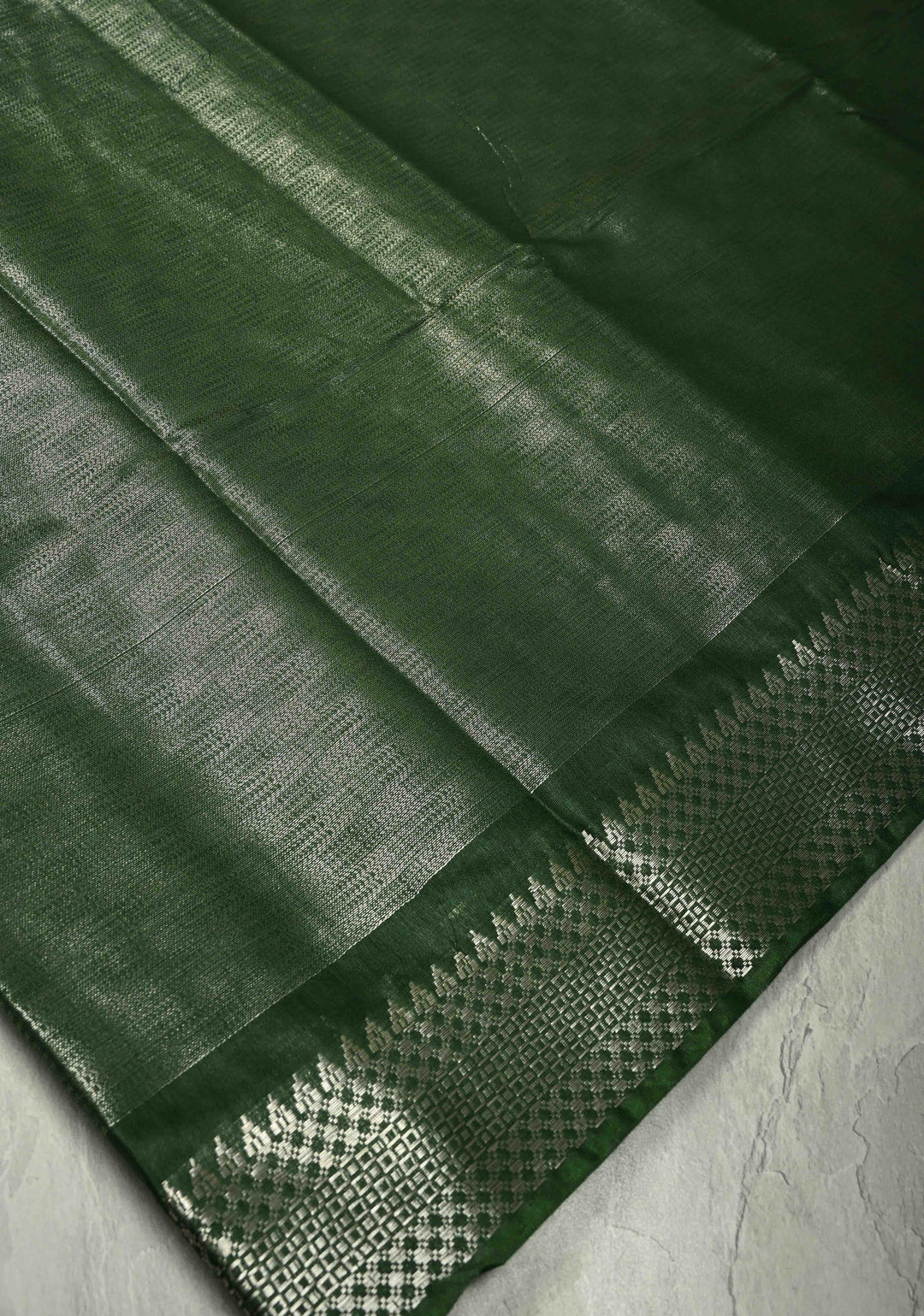 Myrtle Semi Tussar Saree with Temple Silver Zari Border