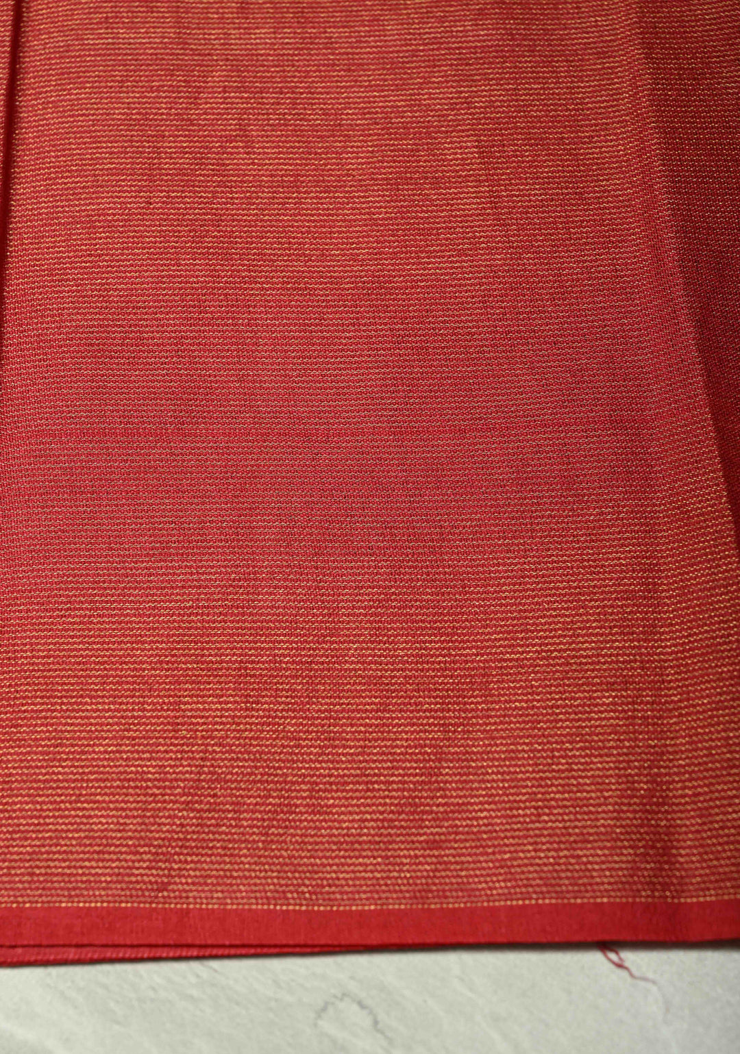 Brick Red Borderless Semi Tussar Tissue Saree with Resham Buttas