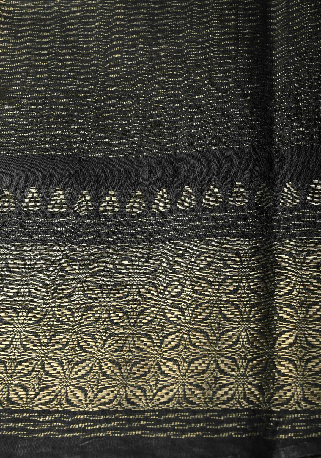 Shadow Black Semi Tussar Saree with Zari Border