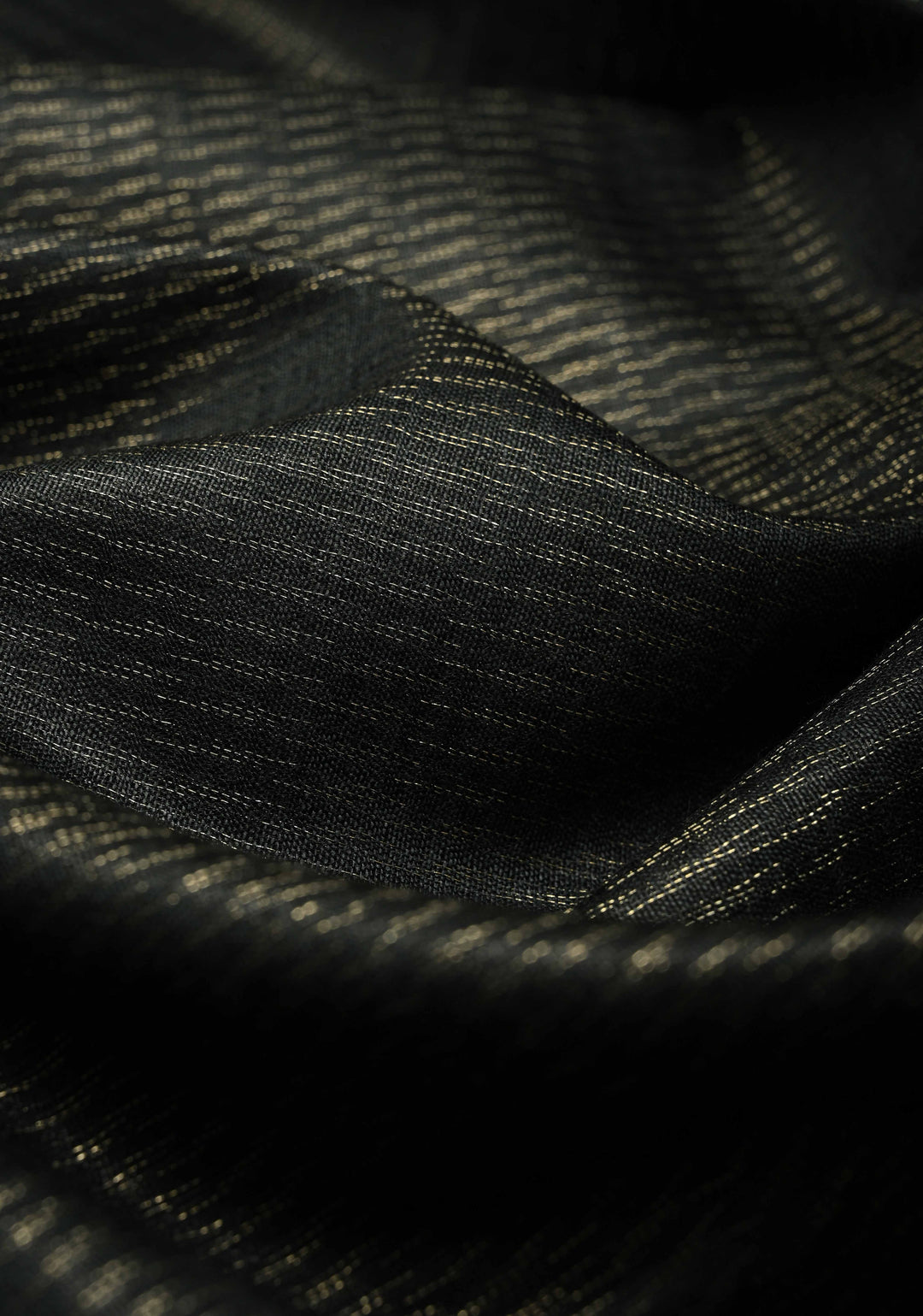 Shadow Black Semi Tussar Saree with Zari Border