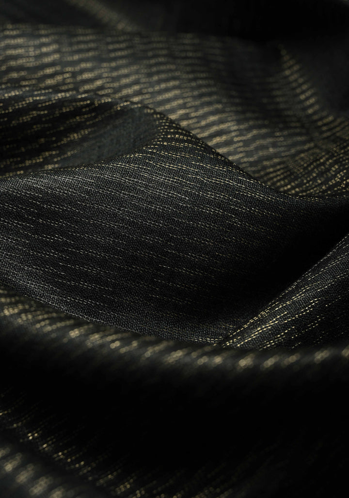 Shadow Black Semi Tussar Saree with Zari Border