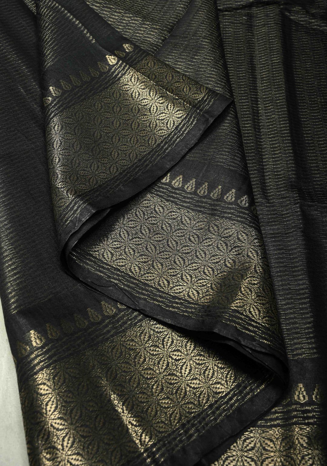 Shadow Black Semi Tussar Saree with Zari Border