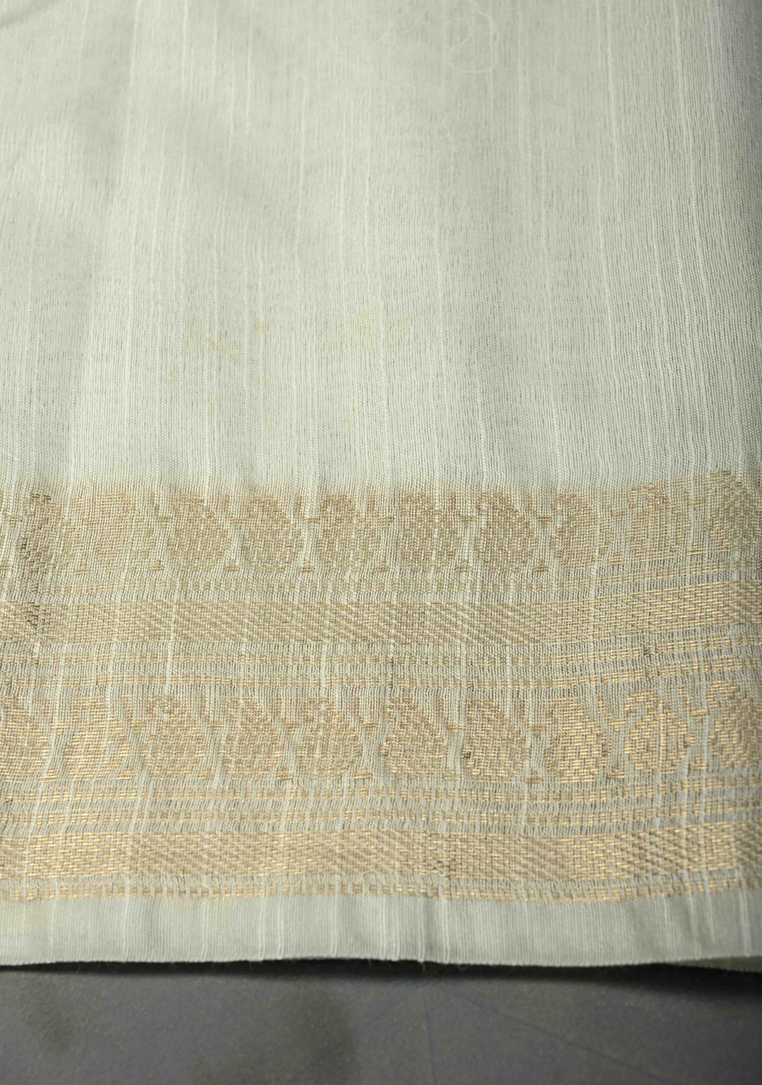 Snow White Semi Tussar Saree with Zari Buttas and Zari Border