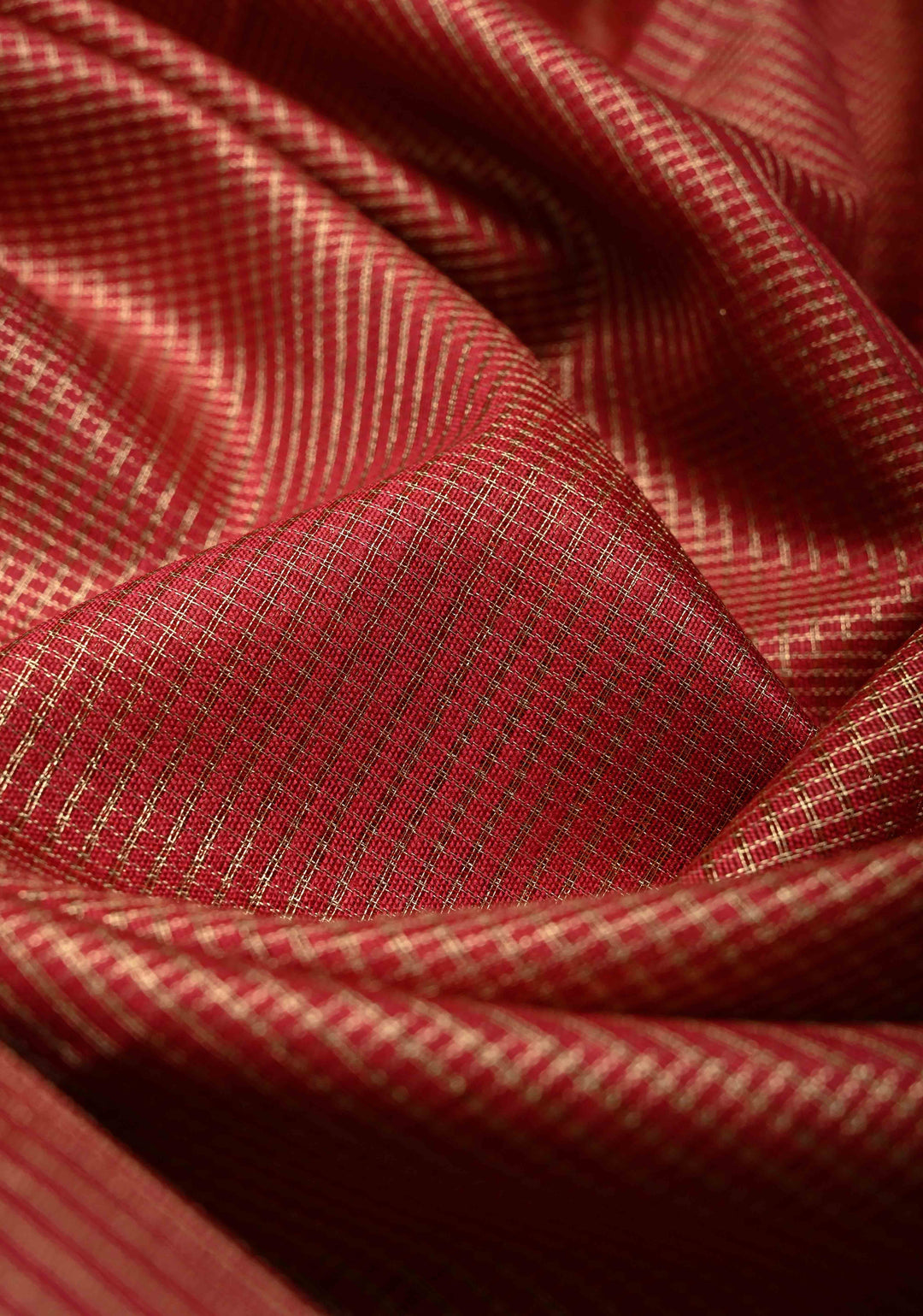 Brick Red Semi Tissue Saree with Zari Border