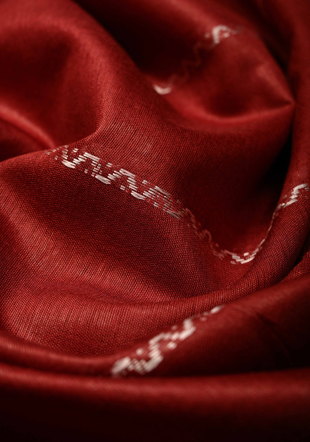 Maroon Semi Tussar Saree with Thread Stripes and Zari Border