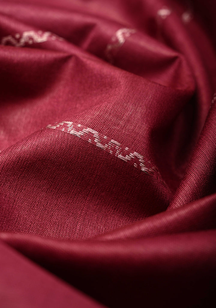 Berry Semi Tussar Saree with Veldhari Stripes and Zari Border