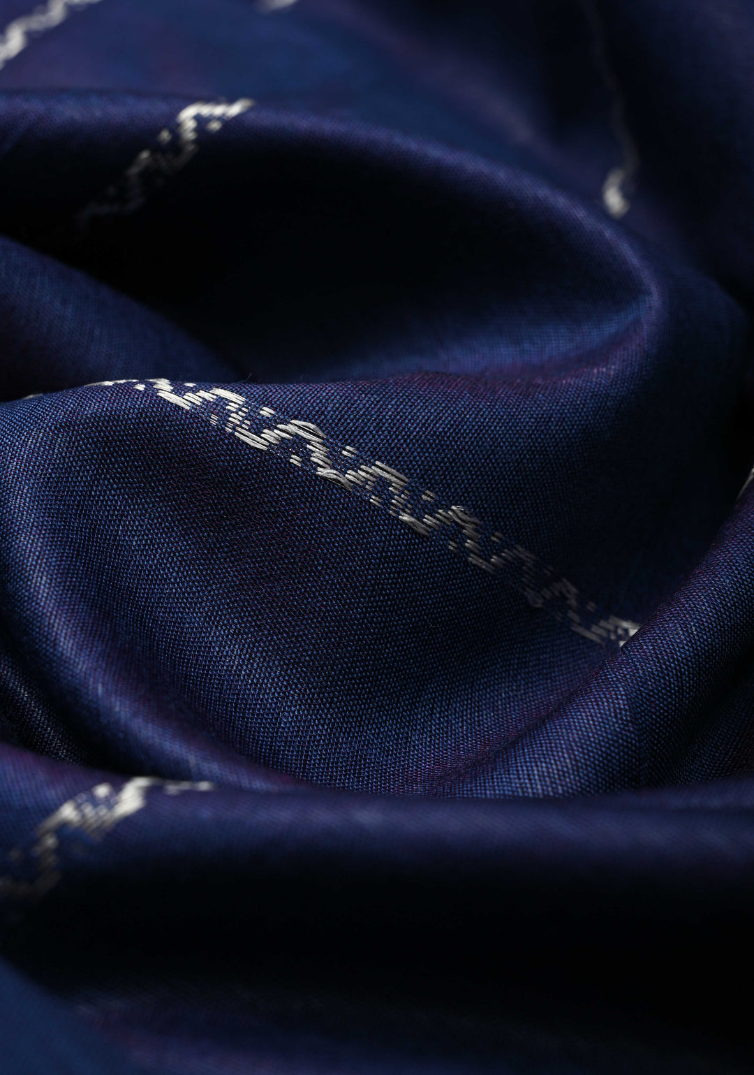 Royal Blue Semi Tussar Saree with Veldhari Stripes and Zari Border