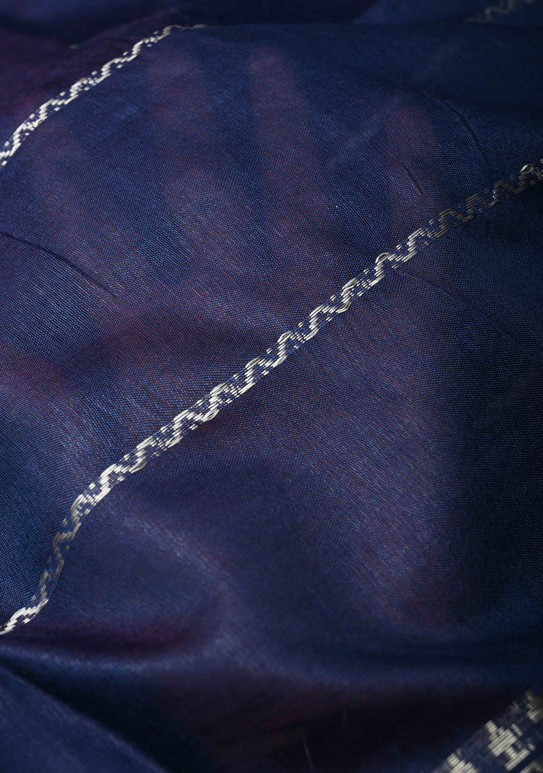 Royal Blue Semi Tussar Saree with Veldhari Stripes and Zari Border