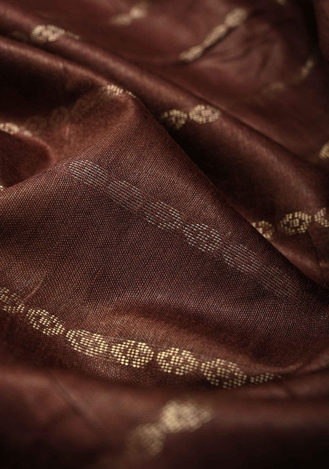 Coffee Brown Semi Tussar Saree with Zari Stripes and Zari Border