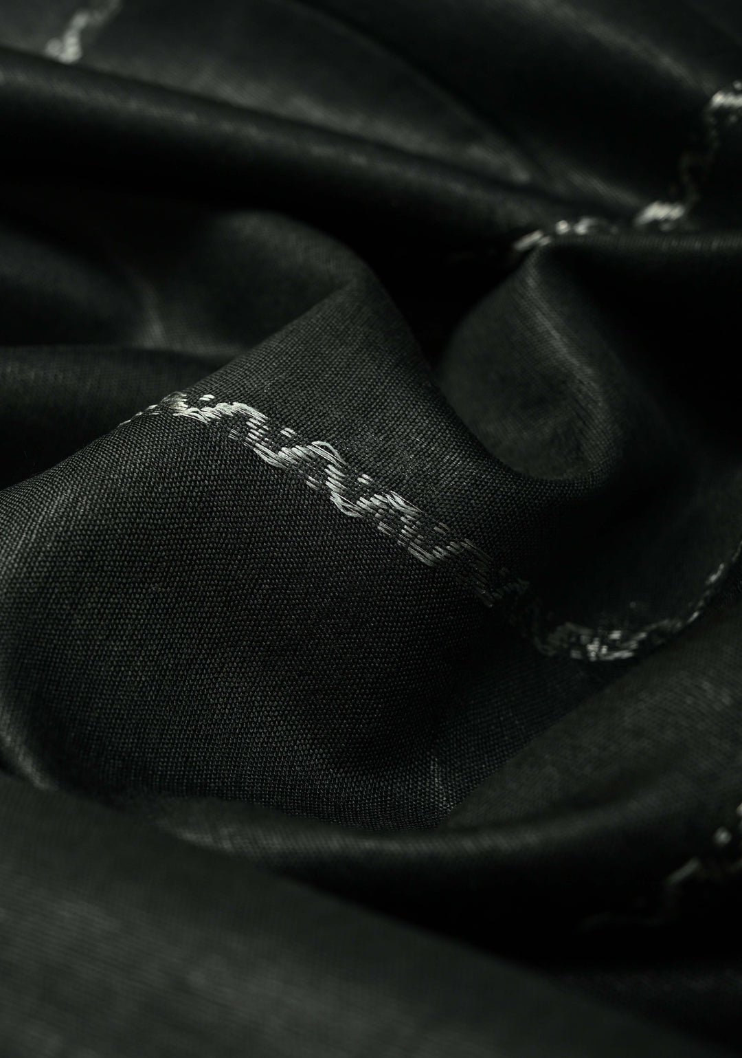 Black Semi Tussar Saree with Veldhari Stripes and Zari Border