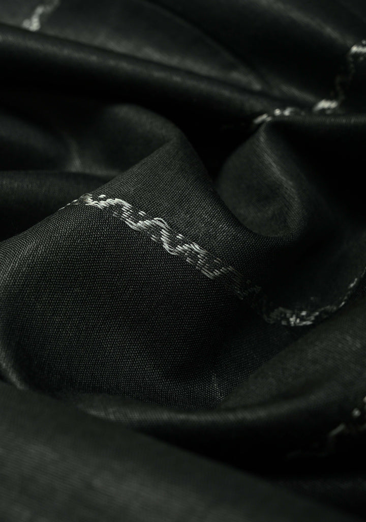 Black Semi Tussar Saree with Veldhari Stripes and Zari Border